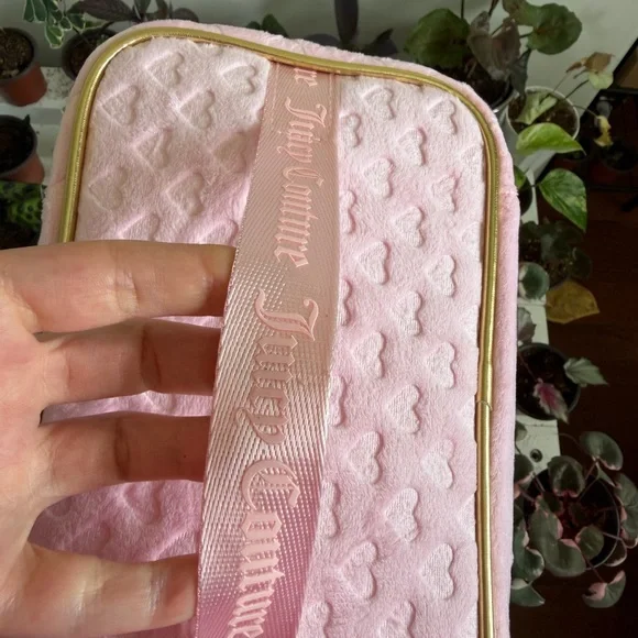 Juicy Couture Pink Velvet Strawberry Cosmetic Bag with Gold Zipper - Picture 4 of 6